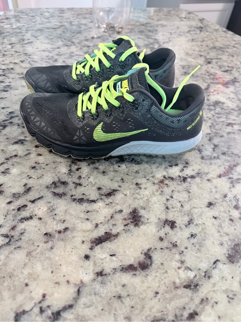 Nike Black Running Shoes with Neon Green Accents